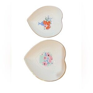 2pcs Valentine Love Plate Candy, Or Trinket Dish Floral Pattern Fine Bone China